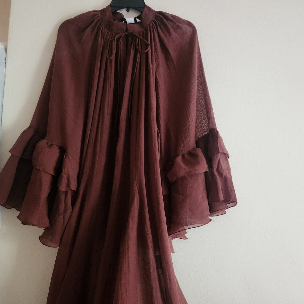 H&m flounced Maxi dress h&m edition ruffled dark red-brown. - Picture 10 of 10